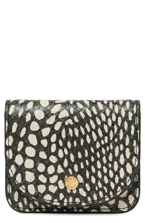 Aim&eacute;e Pucker Up Leather Card Case in Black/white Embossed Lizard at Nordstrom