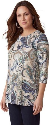 Jessica London Stretch Knit Swing Tunic in Dusk Paisley at Nordstrom, Size 12