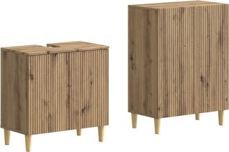 vidaXL Juego De Gabinete De Ba&ntilde;o De 2 Piezas Arnhem Roble Artisan Vidaxl