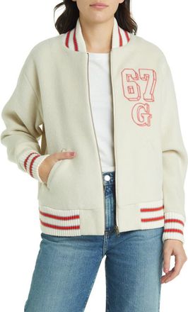 The Great. The Track Bomber Jacket in Cream at Nordstrom Rack, Size 0 (Fits Like 0-2 Us)