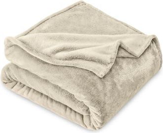 Bare Home Microplush Fleece Throw Blanket in Oyster at Nordstrom, Size X-Large