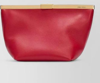 Jimmy Choo London ganache leather clutch gold tone hardware