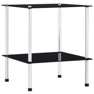 vidaXL Estanter&iacute;a De 2 Niveles Vidrio Templado Negro 40x40x47cm Vidaxl