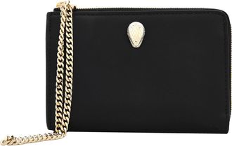 Bulgari Black Serpenti Forever Zipped Leather Card Holder