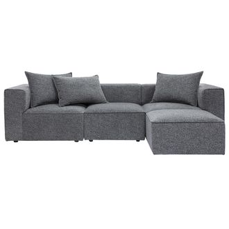 Miliboo Sof&aacute; Esquinero Modular De 4 Plazas En Tela Gris Oscuro Chin&eacute; Kerry