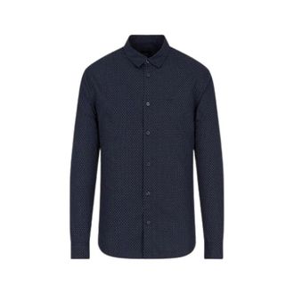 A|X Armani Exchange Blauw Katoenen Overhemd Regular Fit - Heren - Casual Overhemden - Blauw - XS - Katoen - Overhemden