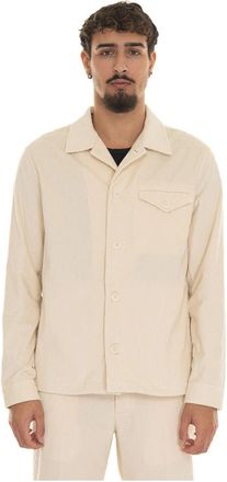 Hindustrie Gestreept Overshirt met knoopsluiting - Heren - Zomerjassen - Beige - 3XL - Katoen - Jassen