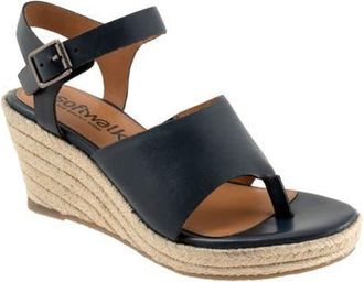 Softwalk Hilo Ankle Strap Espadrille Platform Wedge Sandal in Navy at Nordstrom, Size 10.5