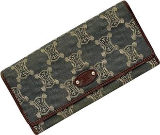 Celine Blue Brown Denim Leather Long Wallet (Bi-Fold) (Pre-Owned)