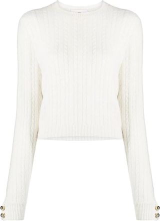 Chiara Ferragni Maglia Braid - Dames - Ronde hals truien - Wit - L - Wol - Truien & Vesten