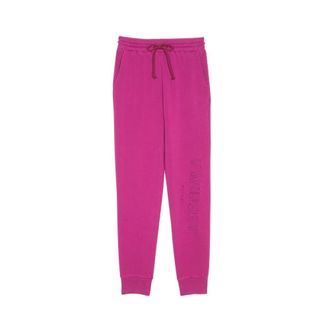 Twinset Sweatpants, female, Purple, Size: 2XS Cotton Fuchsia Pants with Embroidered Logo