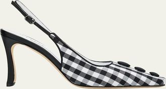 Manolo Blahnik 90mm Alexa Gingham Slingback Pumps