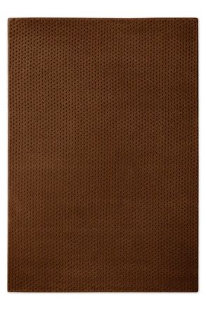 Wecon Home Alfombra de lana con relieve marr&oacute;n 200x300