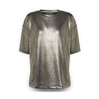 Elena Miro Tops, Dames, Geel, XS, Polyester, Gelamineerd Jersey T-shirt