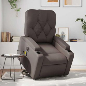 vidaXL Vidaxl - Sill&oacute;n De Masaje Elevable El&eacute;ctrico Cuero Sint&eacute;tico Marr&oacute;n