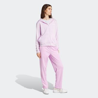 adidas Trainingsanzug ADIDAS SPORTSWEAR W LINEAR TS, Damen, Gr. XL, lila (ice lavender), Obermaterial: 100% Polyester, Sportanz&uuml;ge Trainingsanzug, zweiteilig
