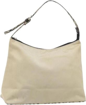 Burberry Pre-owned Nylon Schoudertas - Dames - Vintage Schoudertas - Beige - ONE Size - Nylon - Vintage