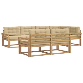 vidaXL Conjunto De Sof&aacute;s De Exterior Con Coj&iacute;n 6 Pcs Y Beige Poli&eacute;ster Vidaxl