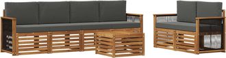 vidaXL Conjunto De Sof&aacute;s De Exterior 7 Uds. Natural Y Antracita Vidaxl