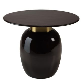 Macabane Mesita auxiliar redonda de 50 x 50 cm de metal esmaltado en negro