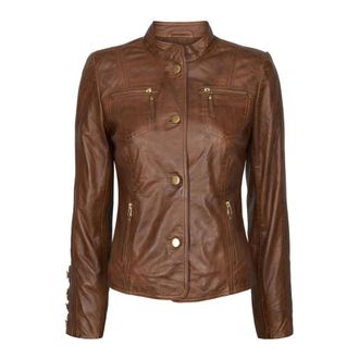 BTF-CPH Button Jacket 100042 - Dames - Zomerjassen - Bruin - L - Leer - Jassen