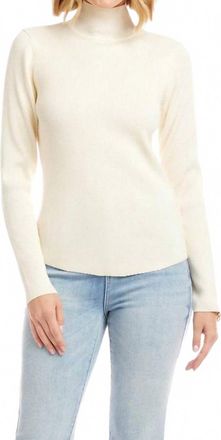Karen Kane Ribbed Turtleneck Sweater In Cream