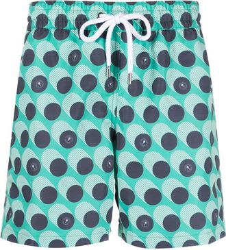 Frescobol Carioca graphic-print swim shorts - men - Recycled Polyester/Cotton - L - Green