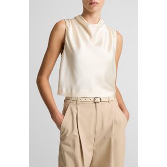 Vince Cowl Neck Sleeveless Satin Top in Flax at Nordstrom, Size X-Large