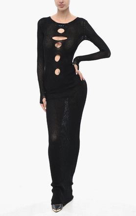Off-white Mesh Maxi Dress CENTER HOLE with Cut-outs Off-White