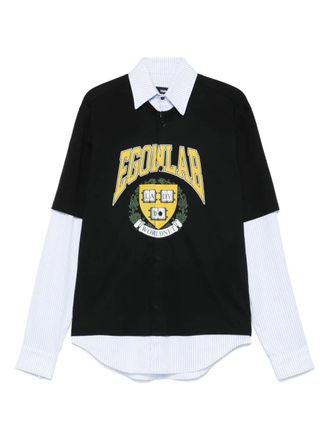 EGONlab. layered shirt - men - Cotton - L - Black