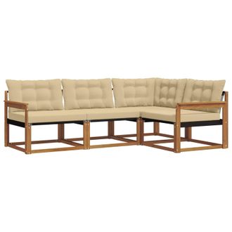 vidaXL Conjunto De Sof&aacute;s De Exterior Con Coj&iacute;n 4 Pcs Natural Y Beige Vidaxl