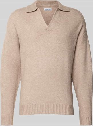 Jack & Jones Jack & Jones Strickpullover mit V-Ausschnitt Modell SOHO in Offwhite, Größe XXL
