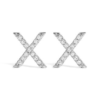 House of Brilliance 10K Gold 1/10 Cttw Diamond Initial A to Z Stud Earring