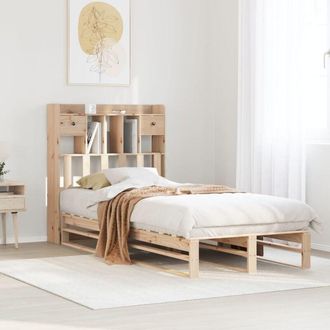vidaXL Cama Con Estanter&iacute;a Sin Colch&oacute;n Madera Maciza De Pino 90x190 Cm Vidaxl
