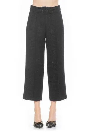Alexia Admor Caden Tweed Wide Leg Pants in Black at Nordstrom Rack, Size 10