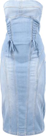 Elisabetta Franchi Strapless Lace Up Denim Mini Dress