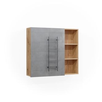 Vicco Armario Con Espejo Para Ba&ntilde;o Rudi, Roble, 90 X 80.9 Cm Con Puerta Y Compartimentos Abiertos