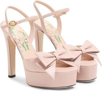 Valentino Garavani Bowow Platform Sandal in Water Rose at Nordstrom, Size 10.5Us