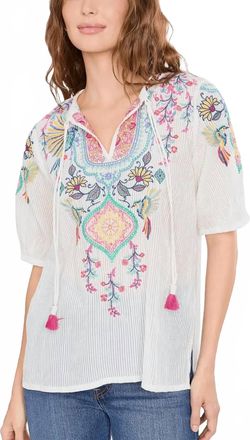 Johnny Was Margot Short Sleeve Blouse In Natural