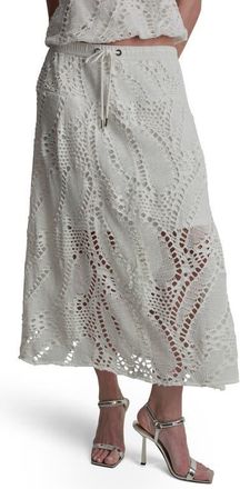 DKNY Crochet Leaf Midi Skirt in Ivory at Nordstrom, Size Xx-Small