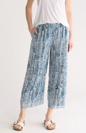 Theory Abstract Crop Silk Pants in Teal Multi at Nordstrom Rack, Size Petite