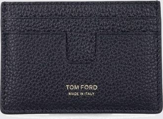 Tom Ford Portacarte in pelle di vitello martellata con logo laminato