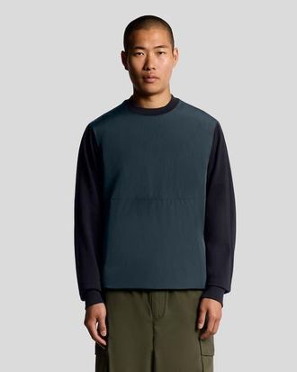 Lyle & Scott Half Raglan Hybrid Long Sweatshirt in Dark Navy at Nordstrom, Size Xx-Large