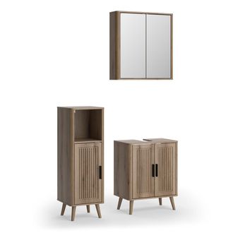 Vicco Conjunto De Muebles De Ba&ntilde;o Skara, Roble, 3 Piezas, Con Armario Midi, Vicco