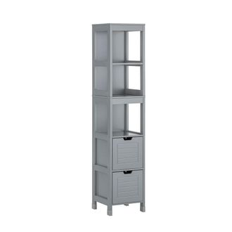 SoBuy Armario alto de ba&ntilde;o mdf gris