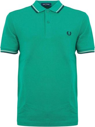 Fred Perry Polo met dubbele streep - Heren - Polos - Groen - S - Katoen - Tops