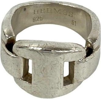 Herm&egrave;s Silver Silver 925 Band Ring (Pre-Owned)