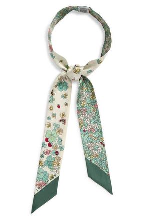 Longchamp Fleurs Silk Bandana Scarf in Green at Nordstrom