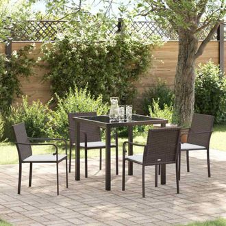 vidaXL Conjunto De Comedor De Jard&iacute;n 5 Pcs Marr&oacute;n Polirat&aacute;n Vidaxl