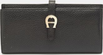 Aigner Black Leather Cybill Banknote Continental Wallet